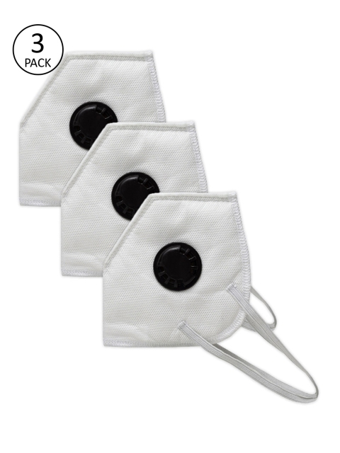 

Alcis Unisex White 3 Pcs Fabric 4 Ply Reusable with Respirator Valve N95 Mask