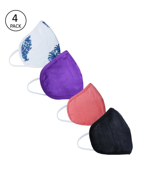 

Jaipur Kurti Unisex Pack Of 4 Reusable 3 Ply Face Mask, Purple