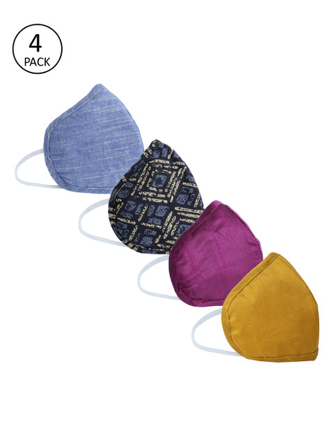 

Jaipur Kurti Unisex Pack Of 4 Reusable 3 Ply Face Mask, Burgundy
