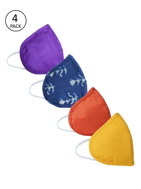 

Jaipur Kurti Unisex Pack of 4 Pcs 3 Ply Reusable Mask, Purple
