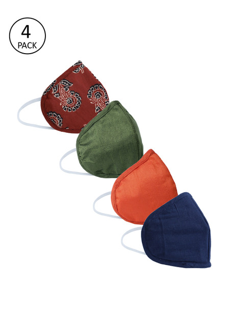 

Jaipur Kurti Unisex Pack of 4 Pcs 3 Ply Reusable Mask, Orange