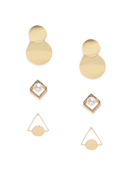 

Yellow Chimes Set of 3 Gold-Plated Drop Earrings