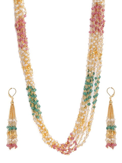

Yellow Chimes Gold-Toned Layered Handcrafted Jewellery Set, Multi