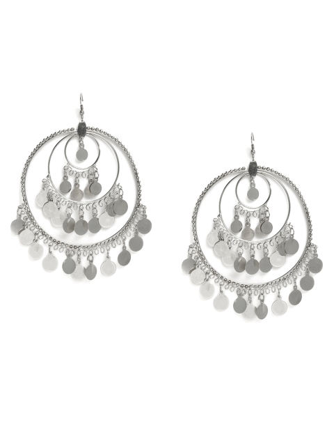 

Yellow Chimes Silver-Plated Circular Chandbalis