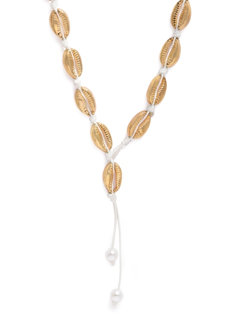 

Yellow Chimes Gold-Plated Cowrie Beach Seashell Handmade Choker Necklace