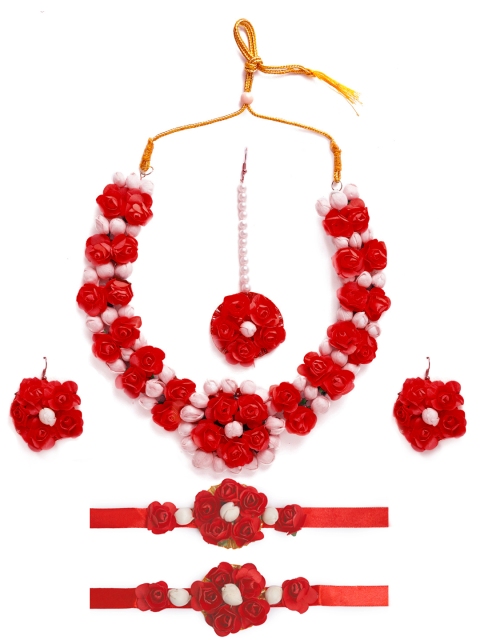 

Yellow Chimes Handcrafted Jewellery Set With Bracelets, Red