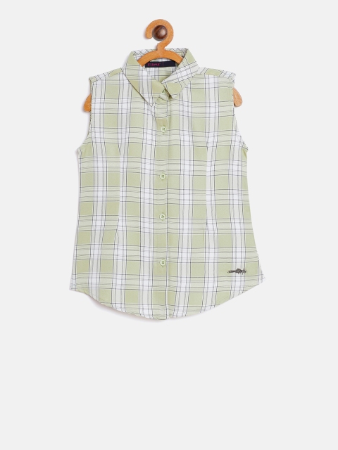 

Ziama Girls Lime Green Checked Shirt Style Top