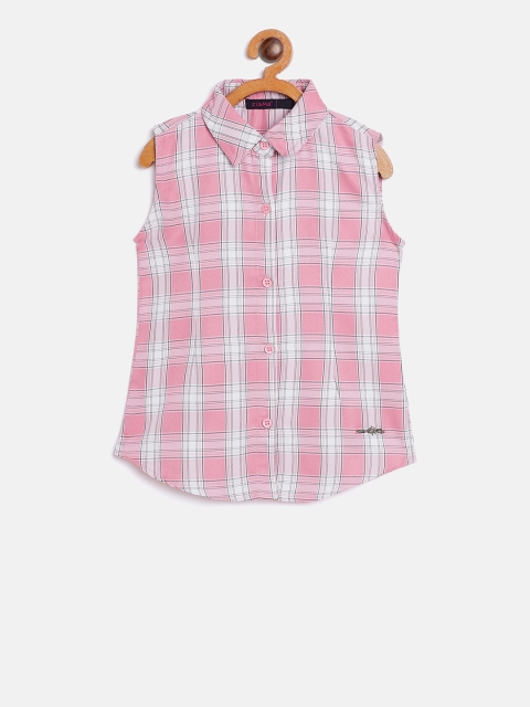 

Ziama Girls Pink & White Checked Shirt Style Top