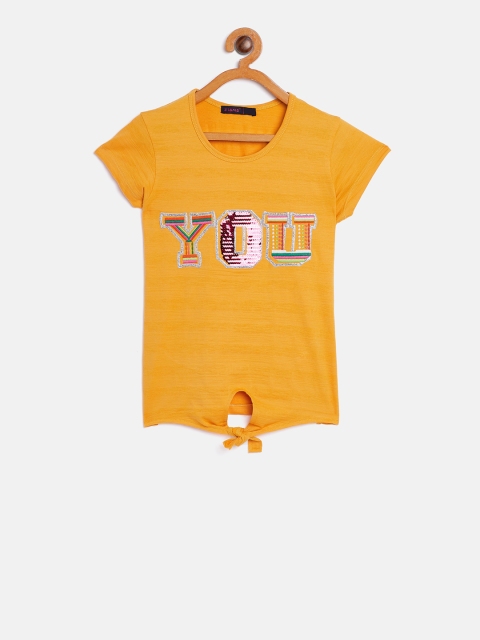 

Ziama Girls Mustard Yellow Embellished Top