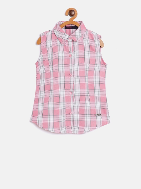 

Ziama Girls Pink Checked Shirt Style Top