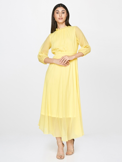 

AND Women Yellow Solid A-Line Dress