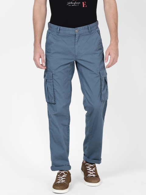 

t-base Men Blue Regular Fit Solid Cargos