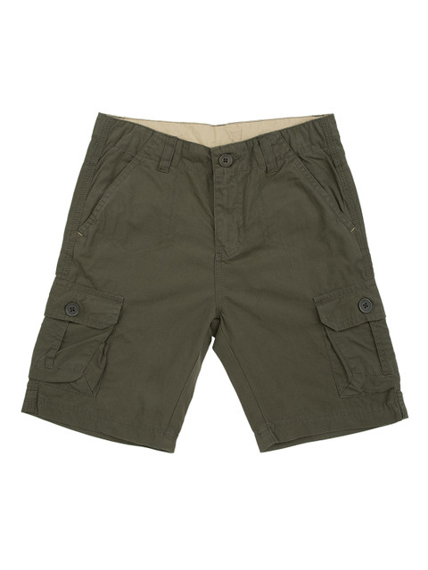 

Cherokee Boys Olive Green Solid Regular Fit Cargo Shorts