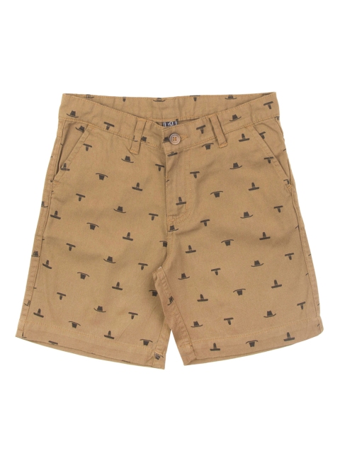 

Cherokee Boys Camel Brown & Black Printed Regular Fit Regular Shorts