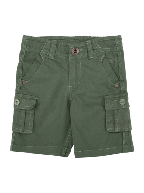 

Cherokee Boys Olive Green Solid Regular Fit Cargo Shorts