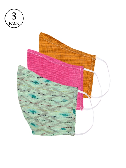 

Shakumbhari Set Of 3 Fabric 2 Ply Printed Reusable Outdoor Masks, Mustard
