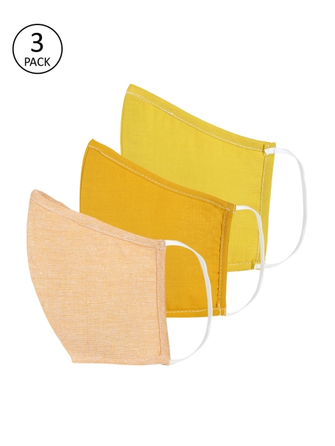 

Shakumbhari Unisex Pack Of 3 2 Ply Cloth Masks, Yellow