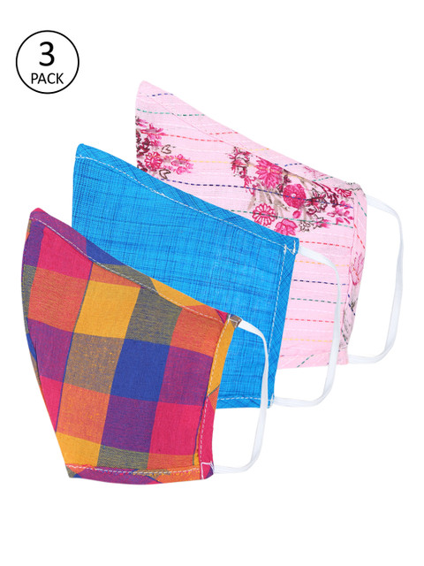 

Shakumbhari Unisex 3 Pcs 2-Ply Reusable Cloth Masks, Multi