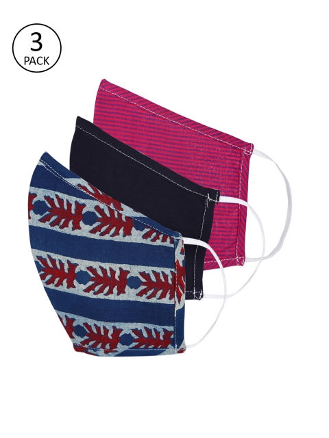 

Shakumbhari Set Of 3 Fabric 2 Ply Printed Reusable Outdoor Masks, Red