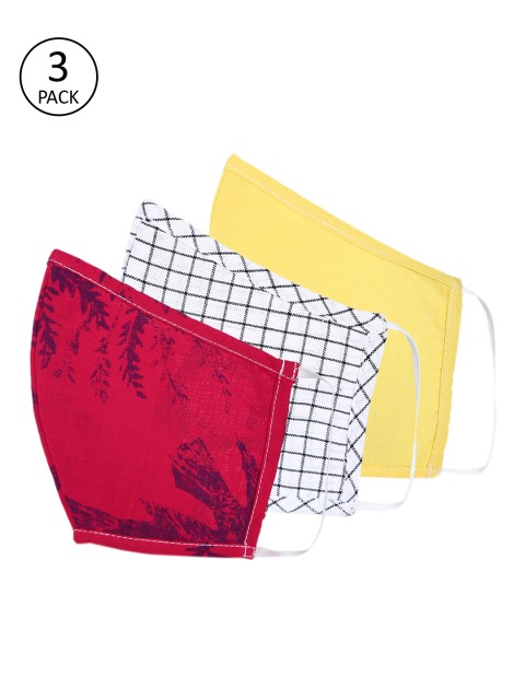 

Shakumbhari Unisex 3 Pcs 2-Ply Reusable Cloth Masks, Red