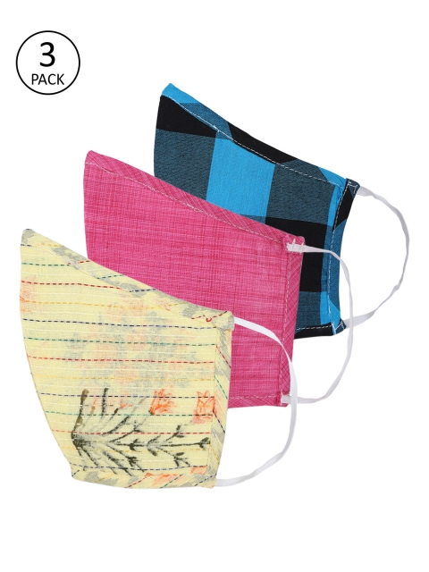 

Shakumbhari Unisex 3 Pcs 2-Ply Reusable Cloth Masks, Yellow