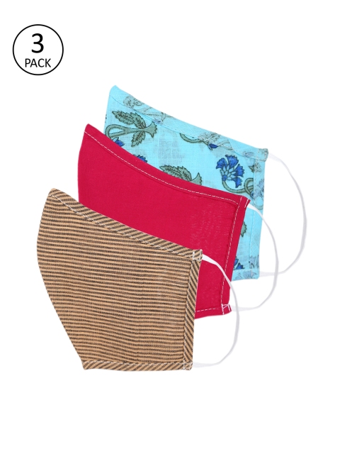 

Shakumbhari Unisex 3 Pcs 2-Ply Reusable Cloth Masks, Blue