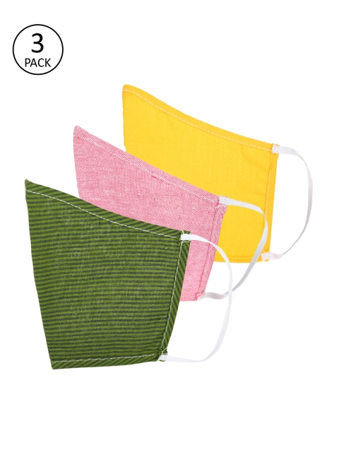 

Shakumbhari Unisex 3 Pcs 2-Ply Reusable Cloth Masks, Green