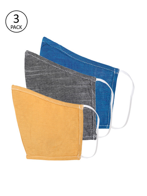 

Shakumbhari Unisex 3 Pcs 2-Ply Reusable Cloth Masks, Blue