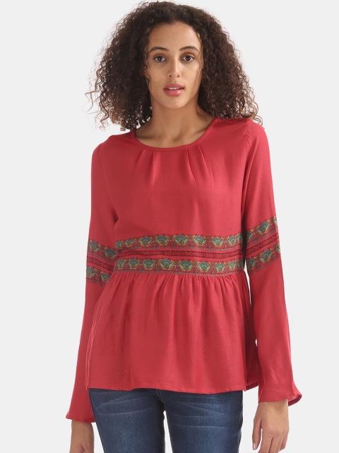 

Bronz Women Red Printed Top