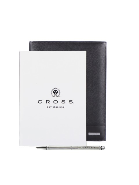 

Cross Men Black Textured Genuine Leather Passport Holder & Agenda Pen
