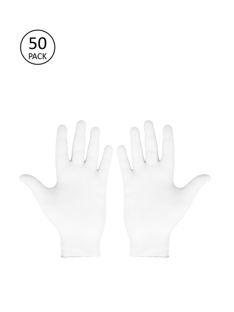 

Teakwood Leathers Unisex White 50 Pcs Powdered Smooth Latex Disposable Examination Gloves