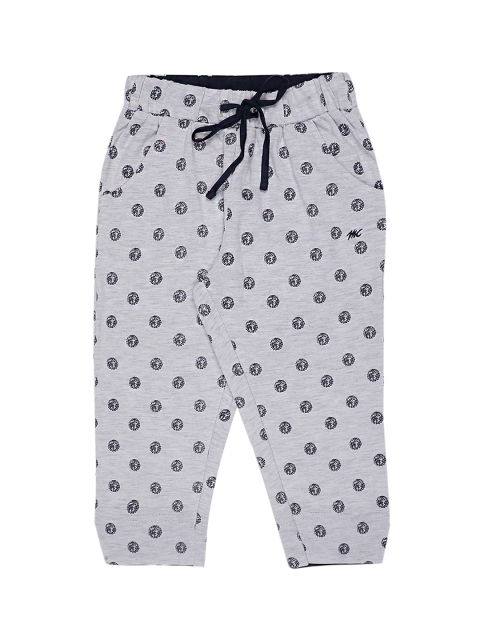 

Monte Carlo Girls Grey Melange & Black Printed Regular Fit Capris