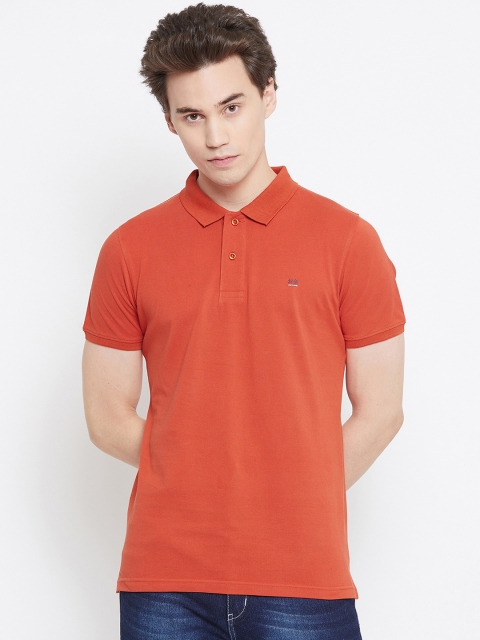 

Okane Men Orange Solid Polo Collar T-shirt