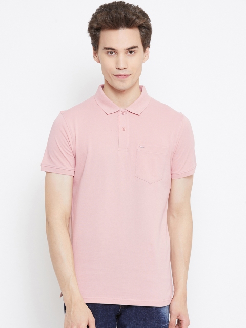 

Okane Men Pink Solid Polo Collar T-shirt