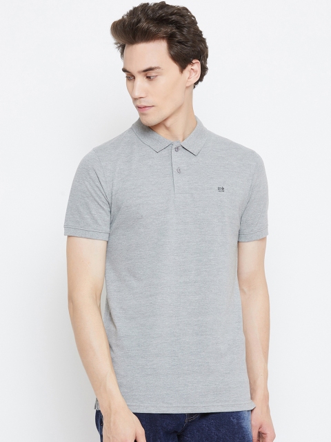 

Okane Men Grey Melange Solid Polo Collar T-shirt