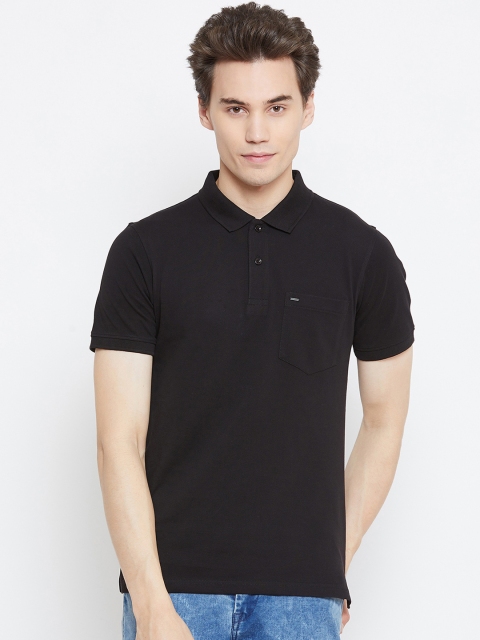 

Okane Men Black Solid Polo Collar T-shirt