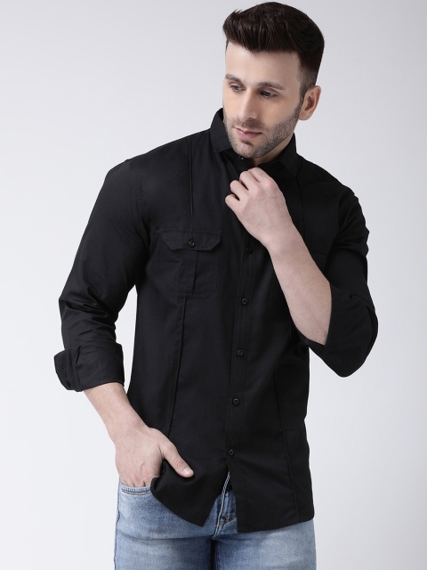 

hangup trend Men Black Smart Slim Fit Solid Casual Shirt