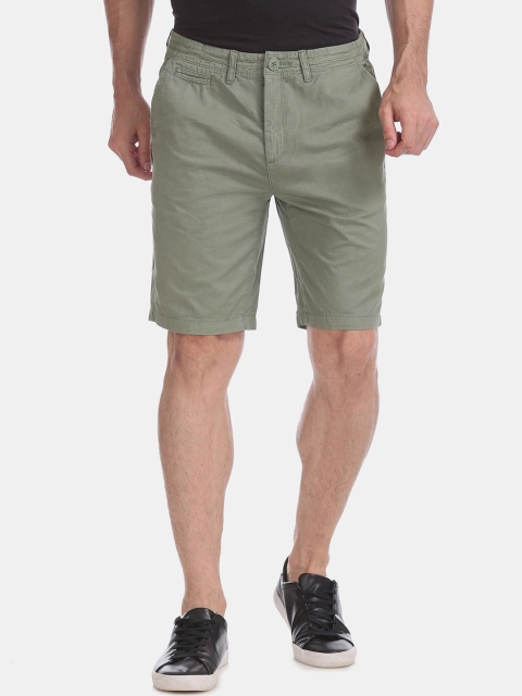 

Cherokee Men Olive Green Solid Slim Fit Regular Shorts