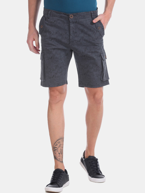 

Cherokee Men Charcoal Grey Printed Slim Fit Regular Shorts