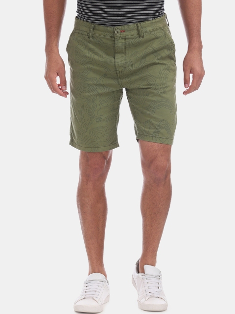 

Cherokee Men Olive Green Printed Slim Fit Regular Shorts