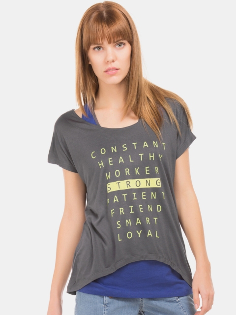 

Sugr Women Grey Printed Twofer Top