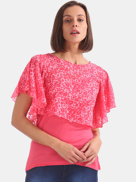

Sugr Women Pink Printed Layered Top