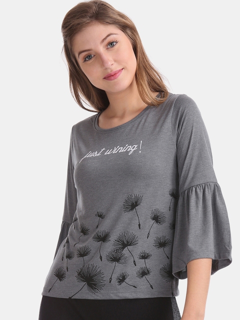 

Sugr Women Grey Printed Top