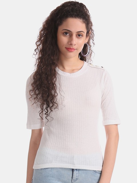 

Sugr Women White Self Design Top