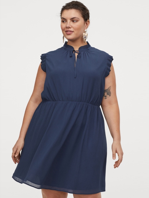 

H&M Women Navy Blue H&M+ Chiffon Dress
