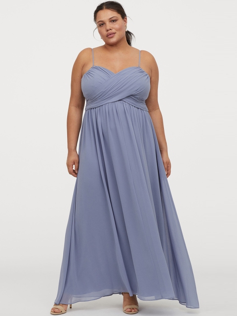 

H&M Women Blue Solid H&M+ Long Bandeau Dress