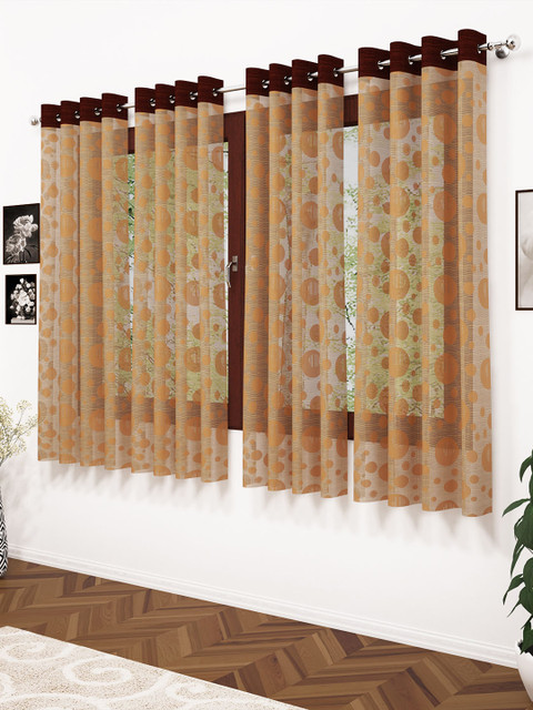 

Story@home Brown Set of 4 Sheer Window Curtains