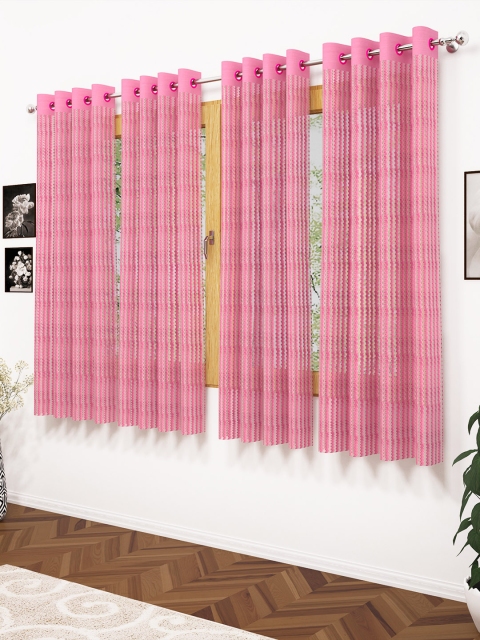 

Story@home Pink Set of 4 200GSM Sheer Semi Window Curtains