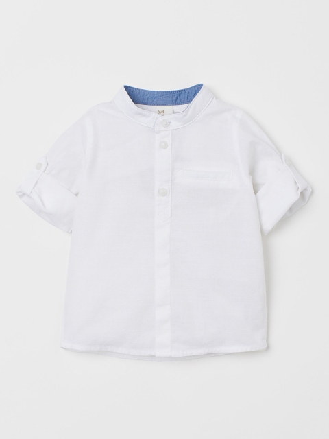 

H&M Boys White Solid Grandad Shirt