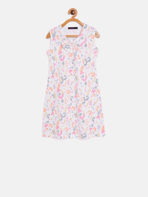 

Nins Moda Girls White & Pink Printed A-Line Dress